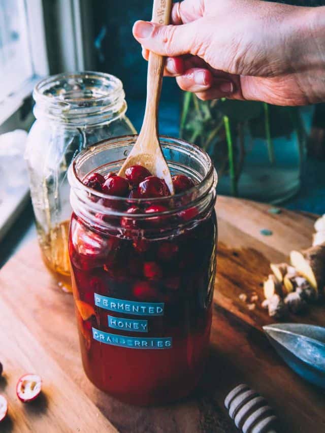 fermented cranberries in honey