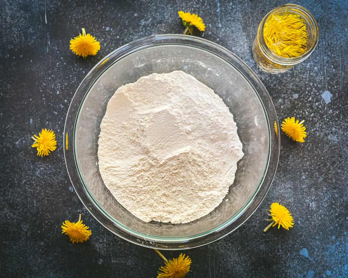 Dry ingredients in a bowl.