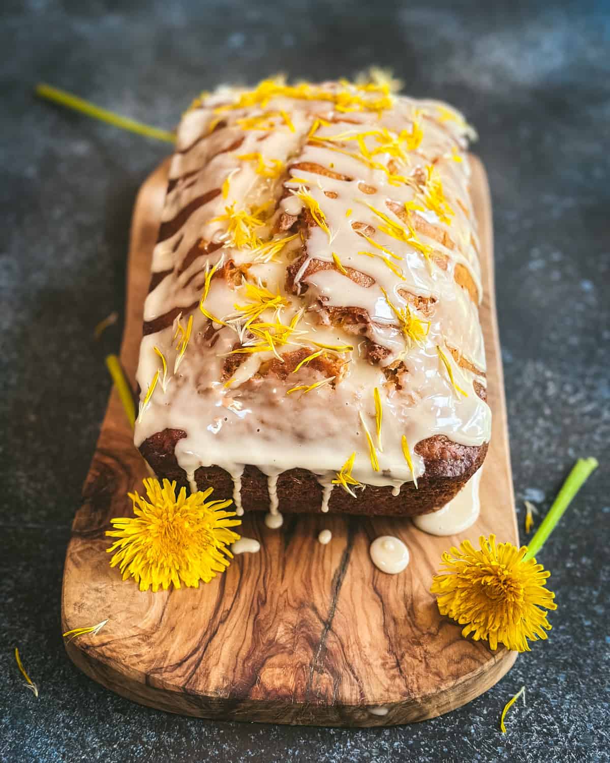 Glazed dandelion bread.