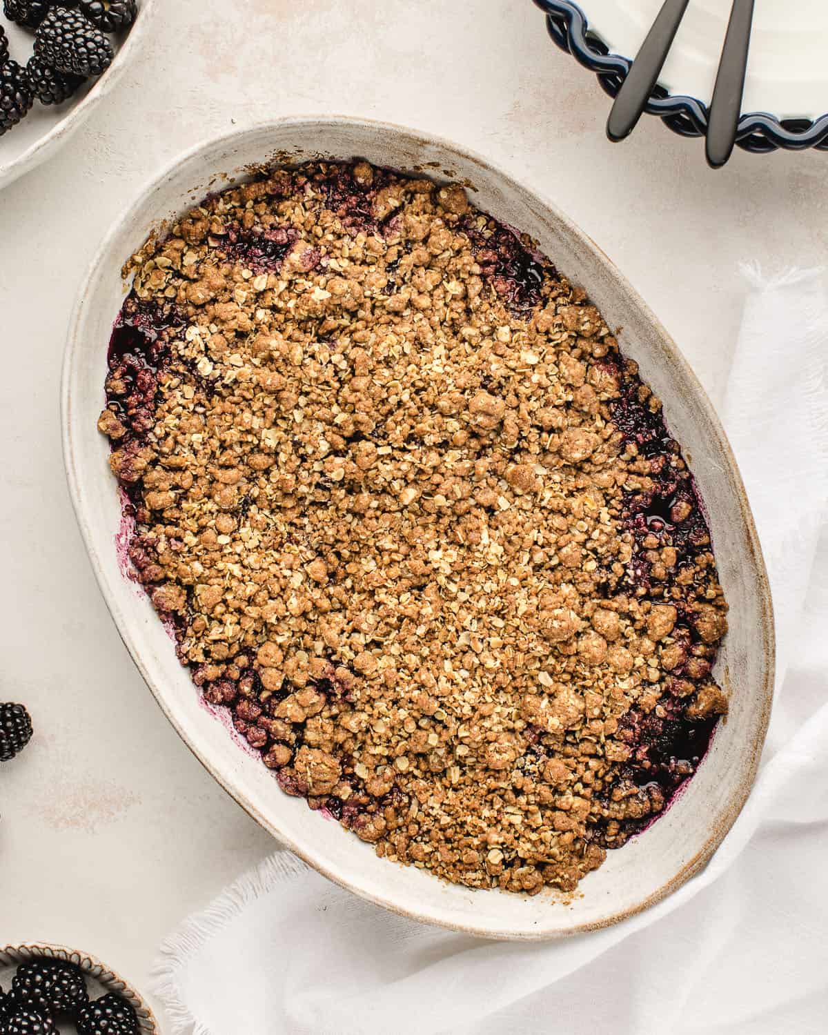 Blackberry crisp, baked. 
