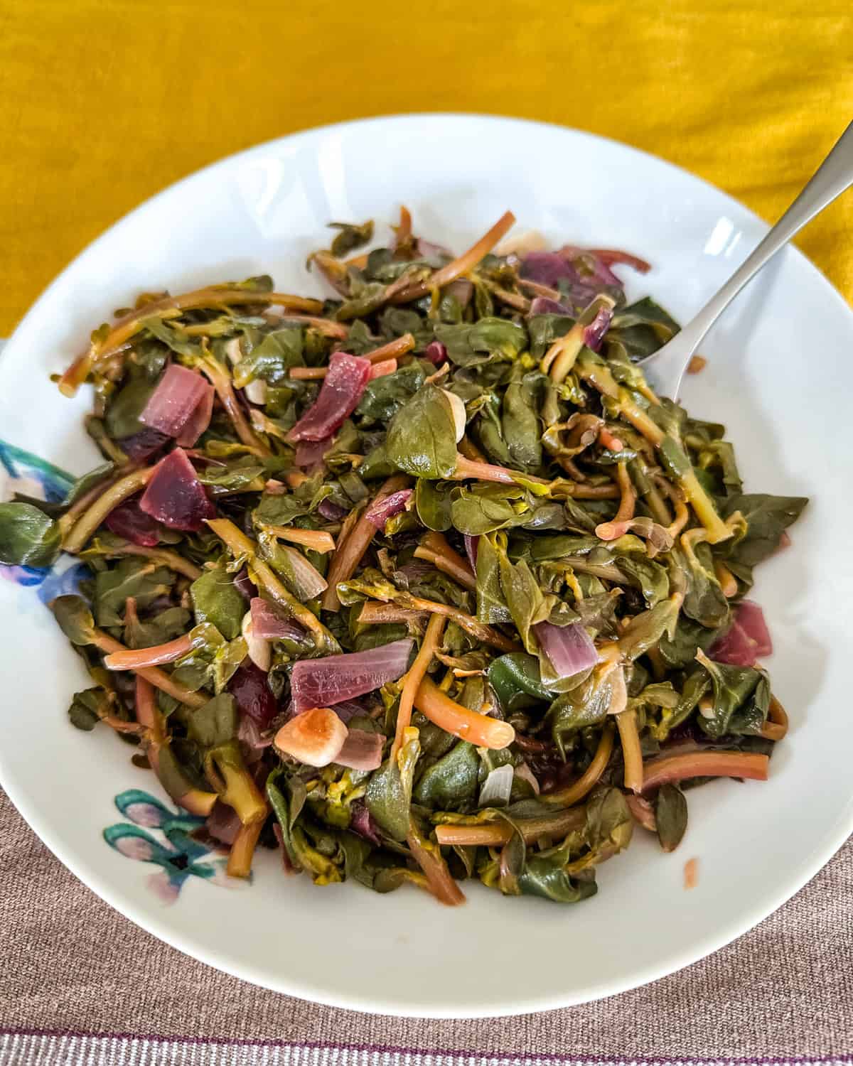 Purslane served on a plate.
